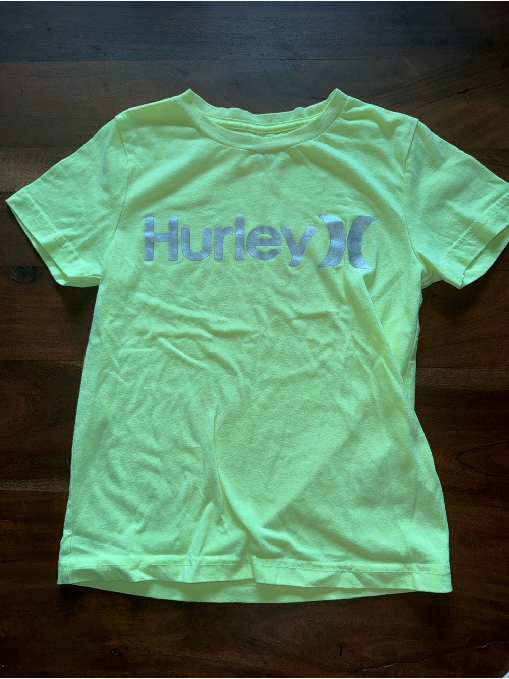 Hurley Neon Yellow-Green Logo Kids Short Sleeve Tee